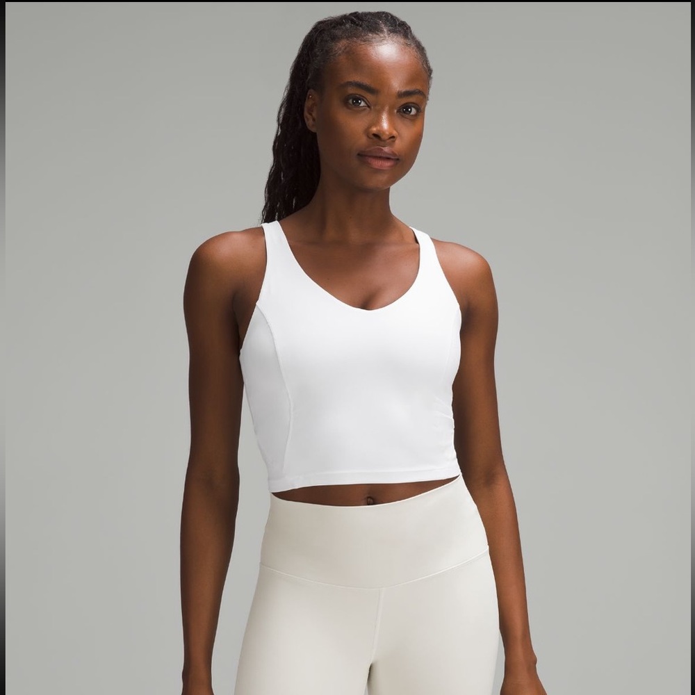 Lululemon Athletica White Fitted Crop Tank Top